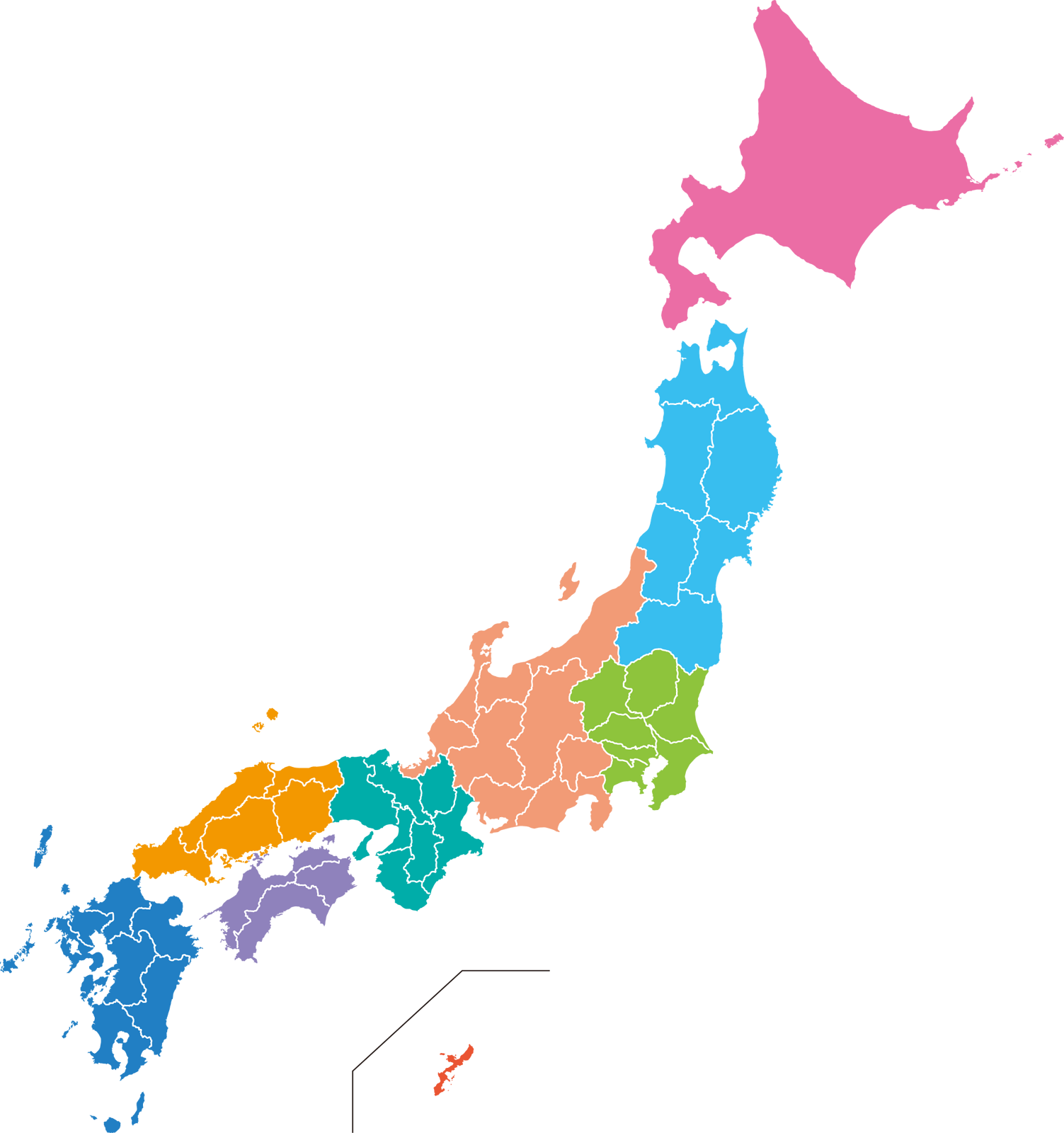 ライノジャパンの全国7拠点を示した日本地図